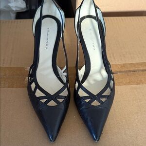 Banana Republic Black Strappy Pointy Leather Heels Size 6
